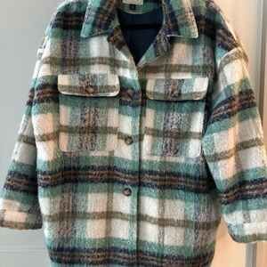 Universal Thread Green Plaid Teddy Jacket